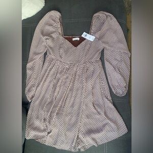 NWT Abercrombie Long-Sleeve Babydoll Mini Dress - M
